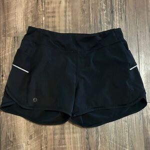 Athleta Black Girls' record breaker Shorts with teal zipper